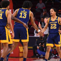 UC Irvine players gather after whistle